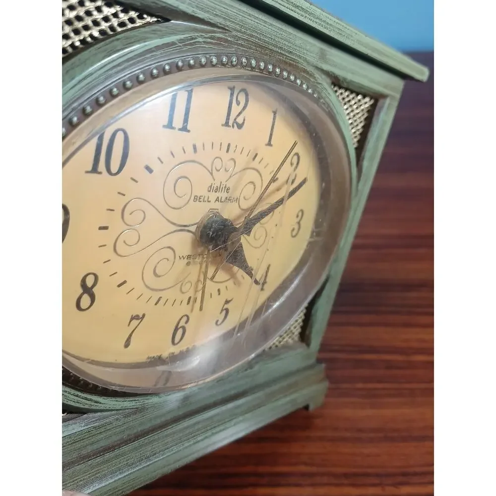 Vintage Green Westclox Dialite Bell Alarm Westclox Electric Clock Works 1960s